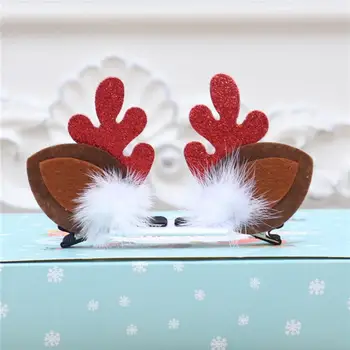 1 Pereche de Drăguț Minunat Frumos de Crăciun Elan cu Coarne Ac de păr Pălării de Cadouri de Crăciun Agrafe de Par Elan cu Coarne de Par Clip