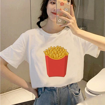 Chips-uri de Fast Food Hamburger Femei T-shirt Estetice Tricou Vintage Harajuku T-shirt cu Maneci Scurte O-gat Femei Topuri Tricou