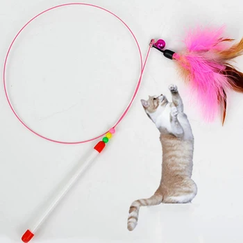 Noi Produse Pentru Animale De Companie Pană De Sârmă Design Lightweight Jucării Pentru Animale De Companie Pisica Clopote Amuzant Pisica Stick