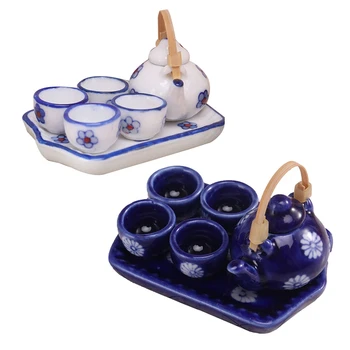 1:12 Miniatură Stil Japonez Ceașcă de Ceai Set/6buc Vesela Ceramica Ceainic Bucătărie casă de Păpuși Accesorii