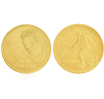 1 buc Americană de Muzică Rock Star Elvis Presley 24K Suveniruri Monede de Aur 1935-1977 Replica Metal de Colectare de Monede