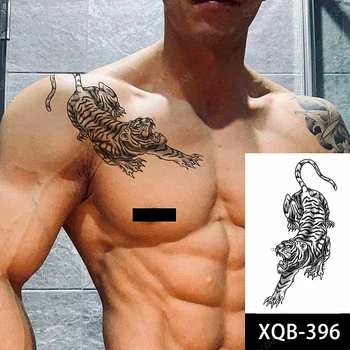 1 buc Animal Tigru Bărbați Impermeabil Tatuaje Temporare False Corpul Brațul Piept Art Cool Hipster Negru Minimalist Feroce