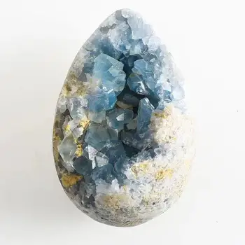 1 buc Naturale de Forma de Ou Crud Celestite Geode Reiki de Vindecare Albastru Cluster de Cristal 450g-2000g