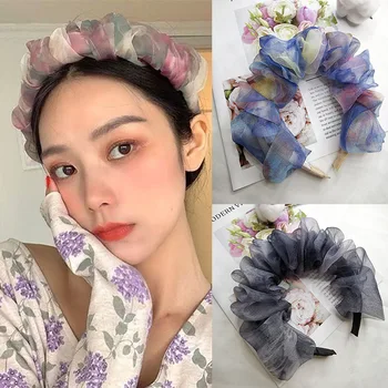 1 buc Plasă de Moda Vopsirea Ramei Falduri Bubble Hairband banda de Susținere Accesorii de Par Pentru Femei Fete Stil coreean Hairhoop Headwrap
