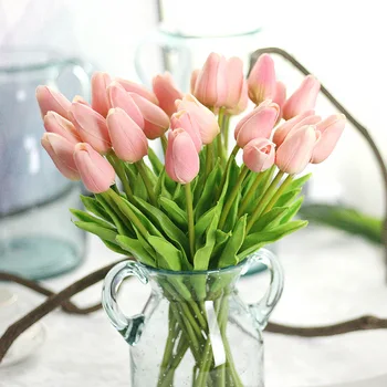1 BUC PU Lalele Flori Artificiale Real Touch Mini Tulip Acasă Decorare Nunta de Flori
