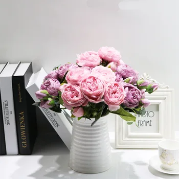 1 Buchet de 9 capete Artificiale Bujor Ceai de Flori de Trandafir Extract de Mătase de Flori False flores pentru DIY Home Garden Decor Nunta 2021
