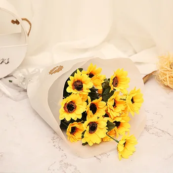 1 pachet de Floarea-soarelui Mătase Artificială Buchet de Flori Cu 7 Capete de Flori Flori False pentru Acasă Decorare Nunta de Interior