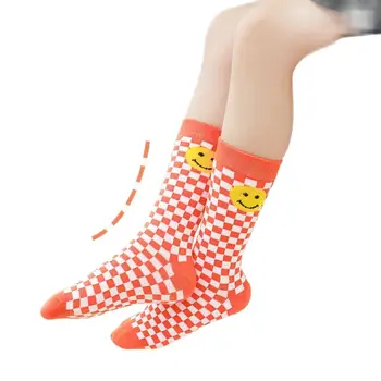 1 pereche de Șosete pentru Copii de Toamna-coreean Baieti Fete Șosete Elevii Pătrat Smiley Șosete de Bumbac 3-12 Ani