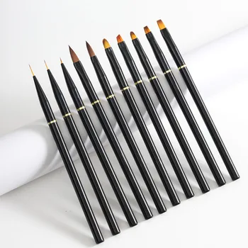 10 Buc/Set Nailon de Unghii Negru Desen Creion pentru Manichiura de Moda de Metal de Unghii Arta Perie Instrumente pentru Decor DIY