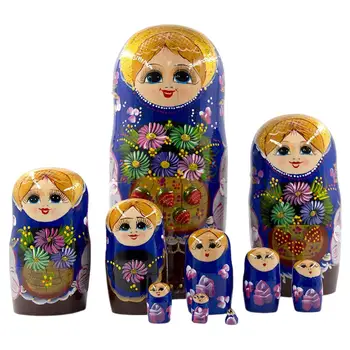 10 Bucăți de Păpuși Cuiburi rusă Păpuși de Colectie Jucărie Tradițională Matryoshka pentru Masă Dormitor Birou Cafenea Decor