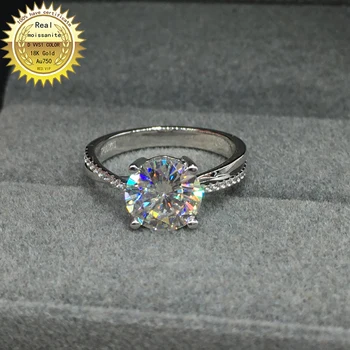 100% Aur de 18K 1ct Moissanite Inel cu Diamant de culoare D VVS Cu certificat național 06