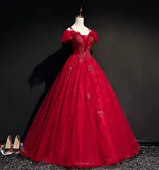 100% reale vin roșu broderie rococo rochie de bal curții medievale rochie renașterii Rochie de regina Victorian /Marie/drama/rochie de minge