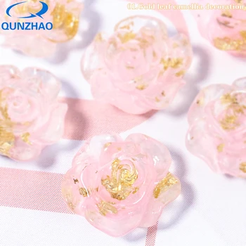 100buc 3D Aur Camellia Unghii Bijuterii Rășină Acrilică Flori Design Elegant de Nunta Farmece Accesorii Stras Decor DIY