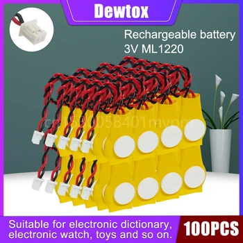 100BUC Dewtox ML1220 Placa de baza 3V CMOS Baterie Reîncărcabilă Litiu pentru O Alarmă fără Fir Bluetooth Produse