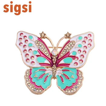 100buc/ Ton de Aur de Epocă Smalt Colorat Cristal Stras Fluture Guler Broșă Pin Badge Animale Insecte Pentru Femei Broșe