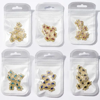 10buc Aliaj 3D Inima Unghii Strasuri Cristale Unghii Diamond Farmece Bijuterii 6 Culori Metalice de Decorare Arta de Unghii Pentru Manichiura