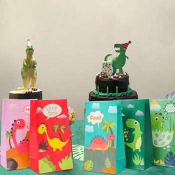 10buc Desene animate Dinosaur Hârtie, Pungi de Cadouri Bomboane, Cookie-uri de Ambalare Sac de Animale Junglă Petrecere Decoratiuni Copii Baby shower