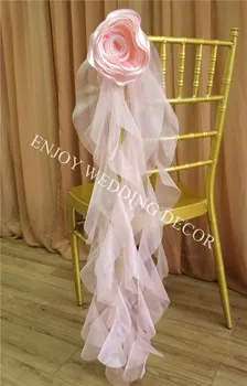 10buc YHC#207 satin handmade flori artificiale organza cret salcie nunta chiavari scaun capacul din spate pentru nunta