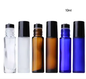 10ML Chihlimbar/Albastru/Sticlă Clară Rola pe Sticla de Ulei Esențial Flacoane cu Mingea de Metal cu Role Aromoterapie Parfumuri Pachet Recipient SN