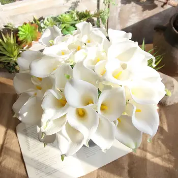 11pcs/Lot Artificiale Calla Lily Nunta Buchet decorativ Atingere Reală simulare Crini Fals Artificiala PU Flori de ramură