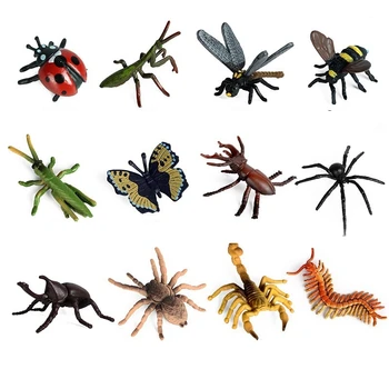 12PCS Realist Bug-uri Cifre Jucării de Albine Beetle Mantis Spider Gărgăriță Fluture Scorpion Figurine Proiect de Școală Pentru Copii