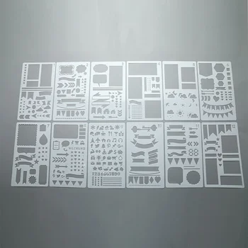 12pcs Stencil Set Planner DIY Șablon Desen Jurnalul Notebook Jurnal Album 2022 cel Mai Popular, cel mai Mic Pret