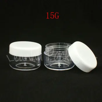15G de Plastic Clar Crema Borcan Cu Capac de culoare Albă , 15CC Gol Container Cosmetice , Masca / Crema de Ambalare Borcan