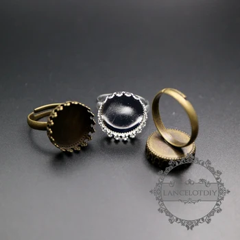15mm setare dimensiune coroana rotunda stil vintage bronz,argint inel din alamă tava consumabile 1211066