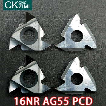 16NR AG55 PCD Diamant PCD CBN strung insertii PCD Diamant Insertii CNC Strung scule de filetare prin Strunjire Lama CNC Internă instrumente de cotitură