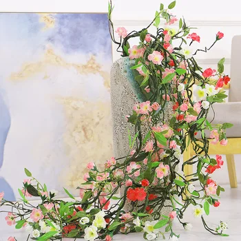 180cm Artificială de Cireșe sakura Primăvară Prune Floare de Piersic rattan Flori de Matase viță-de-vie Acasă Decorare Nunta din Plastic Peach coroană de flori