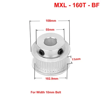 1buc BF Tip MXL 160 Dinte Aluminiu Calendarul Scripete Plictisesc 8 10 12 14 mm Nut Sincron Fulie Roata Pentru Lățimea de 10 mm, Curea de Distribuție