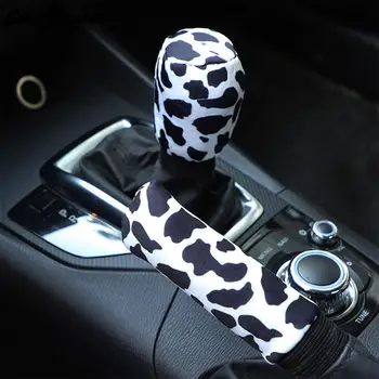 1Set Universal de Imprimare de Vacă Auto Gear Shift Guler Acoperi Masina Sclipici Schimbator Frana de Mana Huse Auto Decora Accesorii de Interior