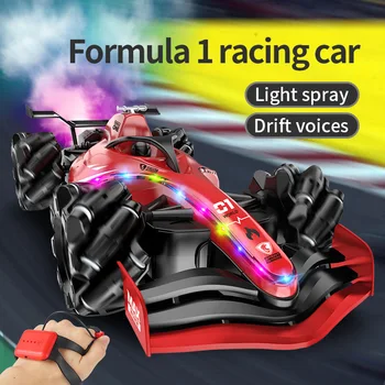 2.4 GHz Control de la Distanță Deriva Formula 1 Racer Car LED Lumina RC Spray de Fum Stunt Vehicul Ceas Senzor de Jucarii Cadou pentru Copii