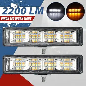 2 buc 6 Inch Led Lumina de Lucru Bar Inundații Lampa de Ceață Lumini de Conducere Impermeabil Pentru Off Road Camion Suv Amber/White