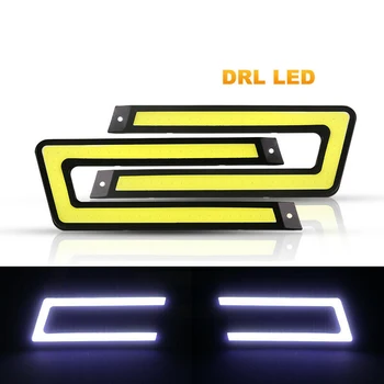 2 BUC Alb COB DRL LED Daytime Running Light pentru Universal de Conducere Auto Lampă de Ceață pentru Autoturisme, Accesorii Auto