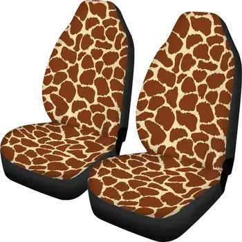 2 Bucata Universal Se Potrivesc Fața Scaunului Auto Capac,Durabil Confort Moale Animal Girafa Imprimare Mașini De Locuri Perne (Maro)