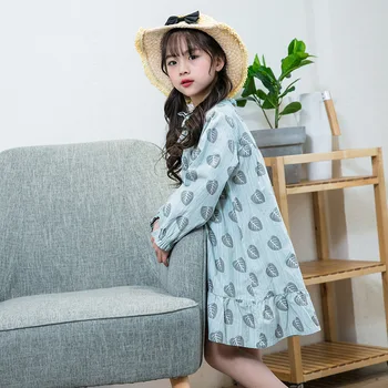 2018 primăvară Fete coreene rochie de bumbac imprimare dantelă ori culoare Solidă florale Rochii de Printesa de moda pentru Copii haine copii