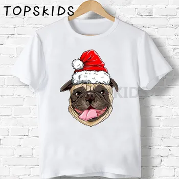 2021 Crăciun Pug/Bulldog/Pisica/Lene/Panda/Porc Imprimare Copii T-shirt Animale Băieți și Fete Amuzante pentru Copii Bluze Copii tricou Cadou
