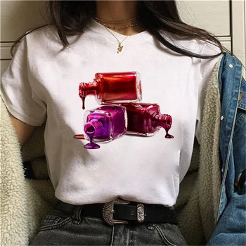 2021 Maneci Scurte Geometrie de Imprimare de Moda Lady tricouri Top Tricou Drăguț Imprimate de Top de sex Feminin Estetica Tricou