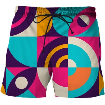 2021 Nou model Abstract 3D Imprimate pantaloni Scurți de Bord Geometrie pantaloni Scurți de Plajă de Vară de Îmbrăcăminte de sex Masculin rousers scurt homme Bărbați îmbrăcăminte
