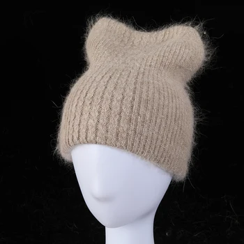 2021 NOUA MODA de pe teren propriu blana de iepure cu urechi de iepuras cu lurex femeie pălărie de iarnă de culoare solidă toamna căciuli Cald capota chelioși
