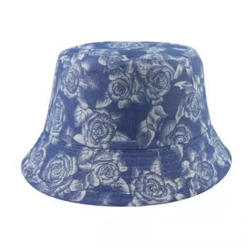 2021 Noua Moda Rose Print Vintage Găleată Pălării Femei Bărbați protecție Solară Vara Pliabil Panama Capac de Pescuit, de protecție Solară Fisherman ' s Hat