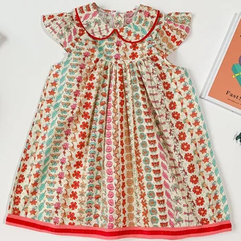2021 vară de moda rochie de fete pentru copii de epocă Dulce stil rural florale proaspete de flori rochie pentru copii rochie pentru fete