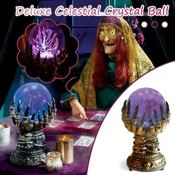 2022 Halloween Glob De Cristal Creative Luminos De Lux Cerești Craniu Magie Degetul Minge De Plasmă Fantomă Decor Acasă