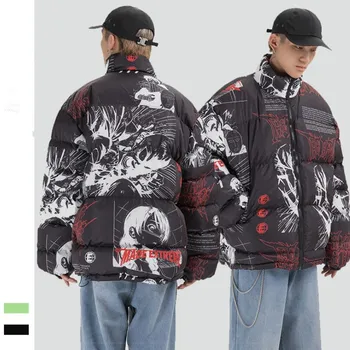 2022 Hip Hop Bumbac Jacheta Parka Streetwear Bărbați Canadiană Harajuku Iarna Căptușit Sacou Y2K Femei Haină Caldă Uza w362