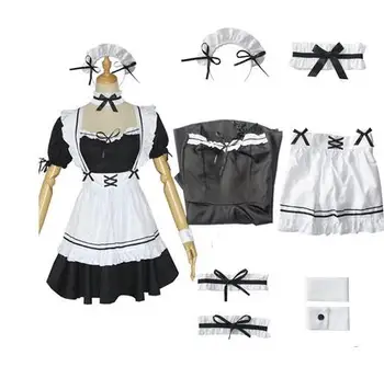 2022 Negru Drăguț Lolita Costume De Curatenie Fete Femei Servitoare Minunat Cosplay Costum Spectacol De Animație Japoneză Tinuta Rochie