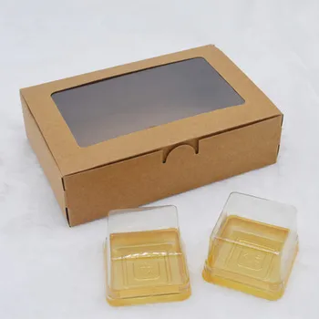20buc DIY epocă kraft cutie cu fereastra de hârtie cutie de Cadou tort de Ambalare Pentru Nunta petrecere acasă brioșă ambalare cadouri de craciun