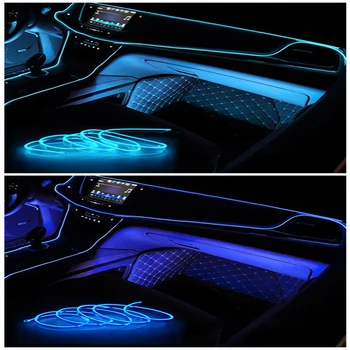 2M Masina de Iluminat Interior Lumina de Neon Ghirlanda Fir EL Wire Rope Tub Ambientale LED Benzi Decor Tub Flexibil 8 Culori Led-uri Auto