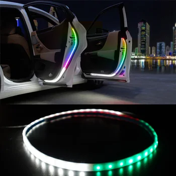 2x Portiera LED Anti-coliziune bun venit Lumini Benzi Streamer RGB Lampa de Avertizare Bar Universale Pentru Accesorii Auto