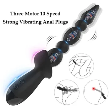 3 Motor 10Speed Vibrații Puternice Anal Plug Pentru Masculin Feminin de Prostata, Stimularea Masturbari Masaj Sex Jucărie Pentru Om Cuplu Gay